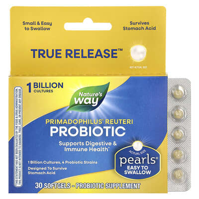 Nature's Way пробиотик Primadophilus Reuteri, 1 Billion, 30 мягких капсул
