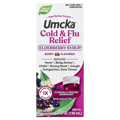 Сироп Umcka®, Cold & Flu Relief Elderberry Syrup, Ages 6+, Berry, 4 fl oz (120 ml)