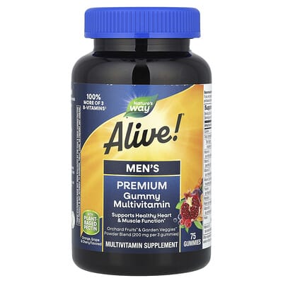 Alive!® Men's Premium Gummy Multivitamin, Orange, Grape & Cherry, 75 Gummies