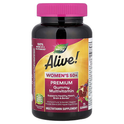 Alive!®, Women's 50+ Premium Gummy Multivitamin, Cherry & Grape, 75 Gummies