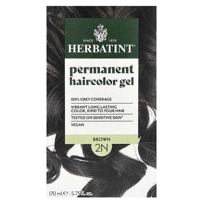 Гель для стойкого окрашивания волос, коричневый 2N, 5.75 fl oz (170 ml)