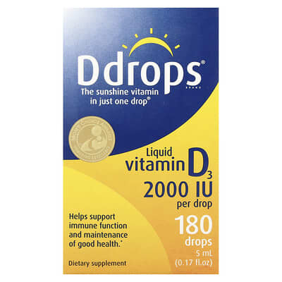 Ddrops жидкий витамин D3, 2,000 IU, 0.17 fl oz (5 ml)