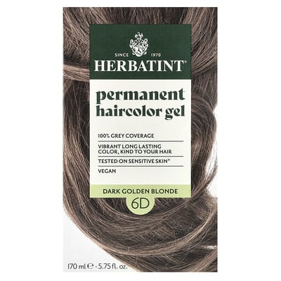 Herbatint Гель для окрашивания волос Permanent Haircolor Gel 6D Dark Golden Blonde 5.75 fl oz (170 ml)