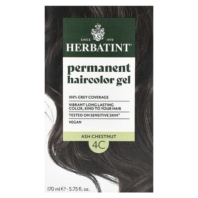 Гель для окрашивания волос Permanent Haircolor Gel, 4C Ash Chestnut, 5.75 fl oz (170 ml)