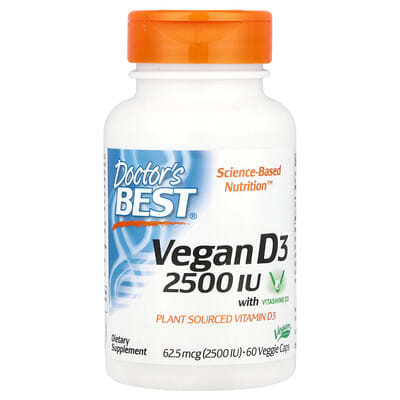 Веганский D3 с Vitashine D3, 62.5 mcg (2,500 IU), 60 веганских капсул