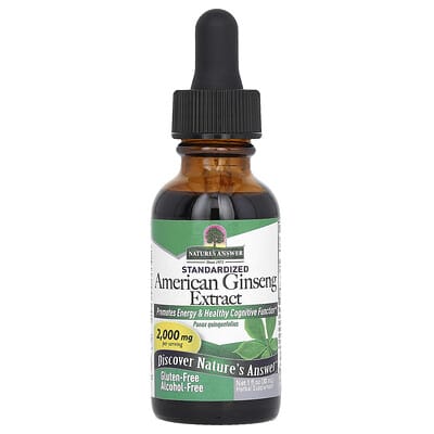 Экстракт American Ginseng Standardized, Alcohol-Free, 2,000 mg, 1 fl oz (30 ml)