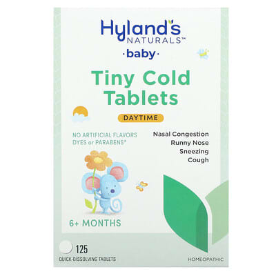 Hyland's Naturals Детские таблетки от простуды, дневные, 6+ месяцев, 125 быстрорастворимых таблеток