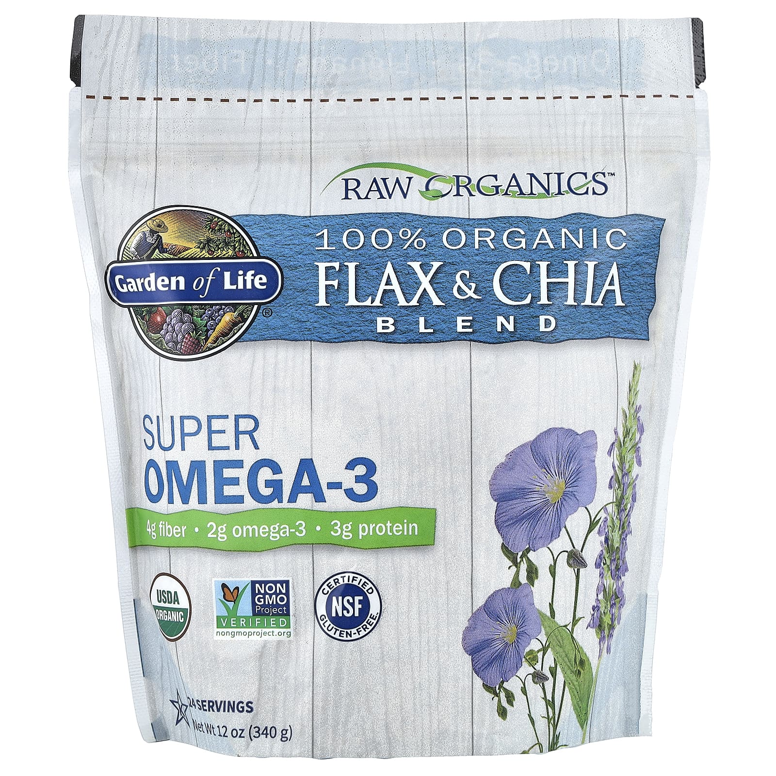 Raw Organics™, 100% Organic Flax & Chia Blend, 12 oz (340 g)