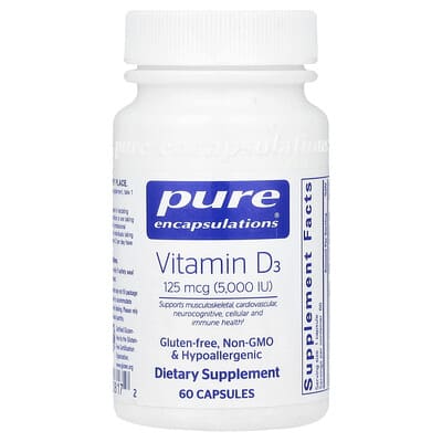 Vitamin D3, 125 mcg (5,000 IU), 60 Capsules
