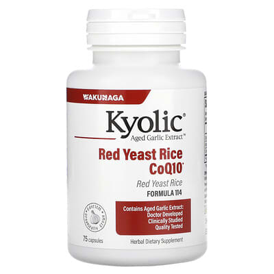 Kyolic Aged Garlic Extract™, красный дрожжевой рис Plus CoQ10, формула 114, 75 капсул