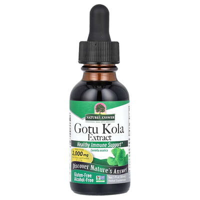 Экстракт Готу Кола Nature's Answer, Alcohol-Free, 2,000 mg, 1 fl oz (30 ml)