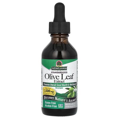 Nature's Answer экстракт листьев оливы, стандартизированный, без спирта, 600 mg, 2 fl oz (60 ml)