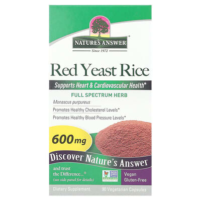 Nature's Answer Red Yeast Rice, 600 mg, 90 вегетарианских капсул