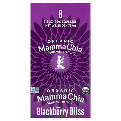 Mamma Chia Organic Chia Squeeze®, Vitality Snack, Blackberry Bliss, 8 шт, 99 g