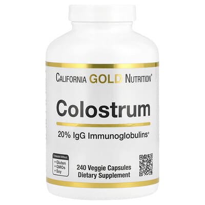 Colostrum с 20% IgG иммуноглобулинов, 240 вегетарианских капсул