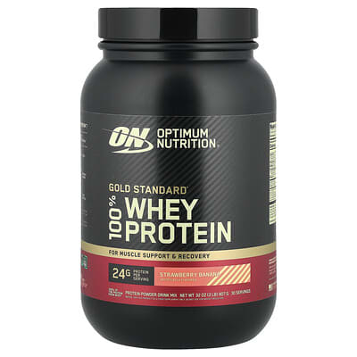 Optimum Nutrition Gold Standard® 100% Whey Protein, Клубника-банан, 2 lb (907 g)