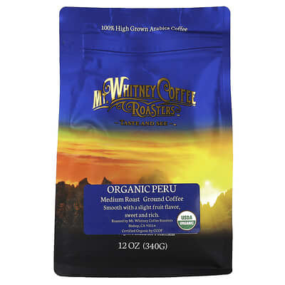 Organic Peru, Ground Coffee, Medium Roast, 12 oz (340 g)