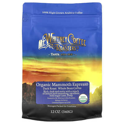 Mt. Whitney Coffee Roasters органический эспрессо Mammoth Whole Bean, темная обжарка, 12 oz (340 g)