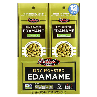 Эдамаме сухого обжаривания, Васаби, 12 упаковок, 1.58 oz (45 g) каждая