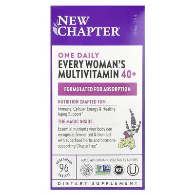Ежедневный мультивитаминный комплекс New Chapter One Daily Every Woman's 40+, 96 вегетарианских таблеток
