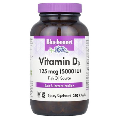 Vitamin D3, 125 mcg (5,000 IU), 250 Softgels
