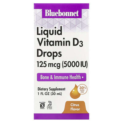 Liquid Vitamin D3 Drops, Citrus, 125 mcg (5,000 IU), 1 fl oz (30 ml)
