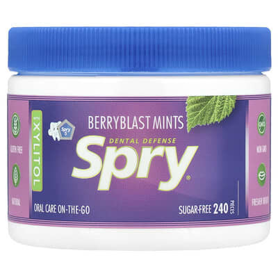 Spry, мятные леденцы с ксилитолом, без сахара, 240 шт