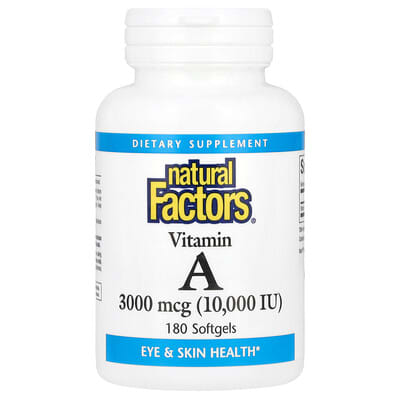 Vitamin A, 3,000 mcg (10,000 IU), 180 Softgels