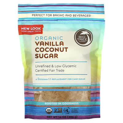 Сахар кокосовый Organic Vanilla Big Tree Farms, 14 oz (396 g)