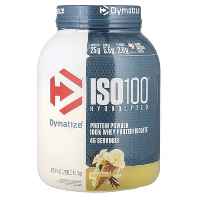 Dymatize ISO100® Hydrolyzed 100% изолят сывороточного протеина, Gourmet Vanilla, 3 lb (1.37 kg)