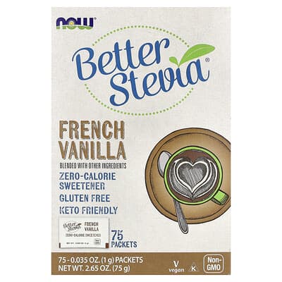 BetterStevia®, Zero-Calorie Sweetener, French Vanilla, 75 Packets, 0.035 oz (1 g) Each