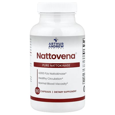 Arthur Andrew Medical Nattovena®, чистая наттокиназа, 4,000 FU, 180 капсул