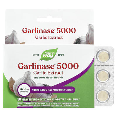 Garlinase® 5000, Garlic Extract, 320 mg, 30 Vegan Enteric-Coated Tablets