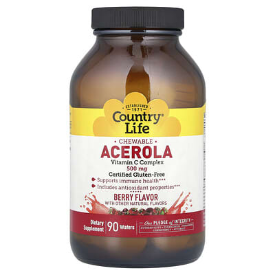 Chewable Acerola, Vitamin C Complex, Berry, 500 mg, 90 Wafers