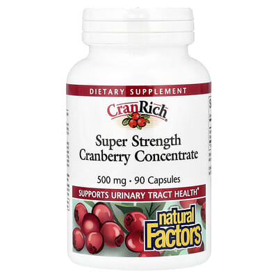 CranRich®, концентрат клюквы, супер сила, 500 mg, 90 капсул
