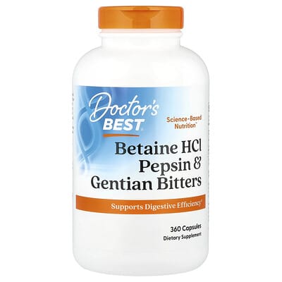 Betaine HCl, Pepsin и Gentian Bitters, 360 капсул