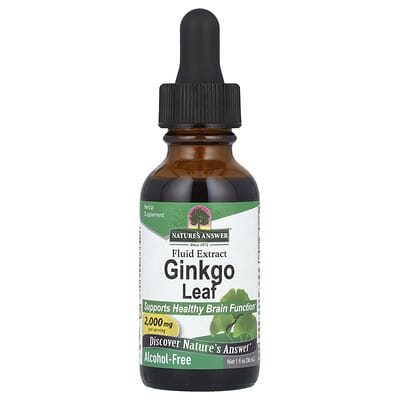 Экстракт листьев гинкго, без спирта, 2,000 mg, 30 mL