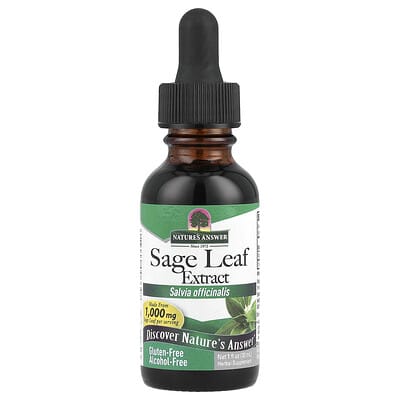 Nature's Answer Экстракт листьев шалфея без спирта, 255 mg, 1 fl oz (30 ml)