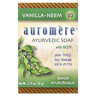 Аюрведическое кусковое мыло с маслом нима, Vanilla-Neem, 2.75 oz (78 g)