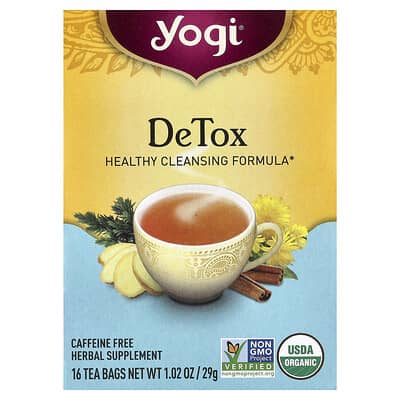 DeTox, без кофеина, 16 чайных пакетиков, 1.02 oz (29 g)