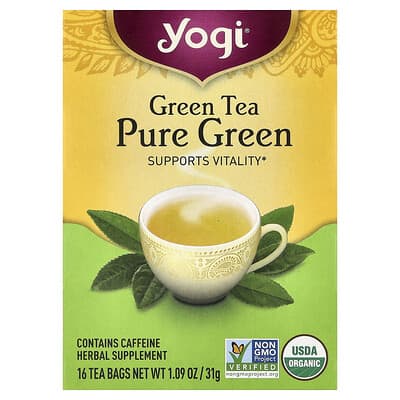 Зеленый чай Yogi Tea Pure Green, 16 чайных пакетиков, 1.09 oz (31 g)