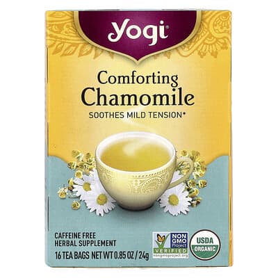 Успокаивающий ромашковый чай, без кофеина, 16 чайных пакетиков, 0.85 oz (24 g)