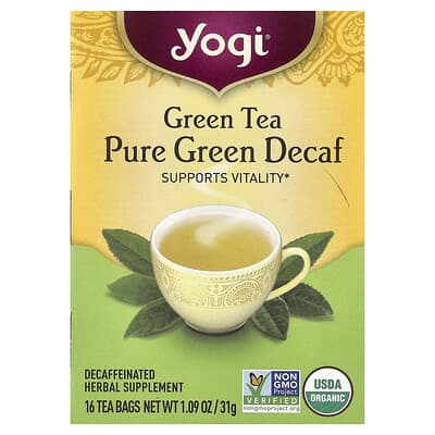 Green Tea Pure Green, Decaf, 16 чайных пакетиков, 1.09 oz (31 g)