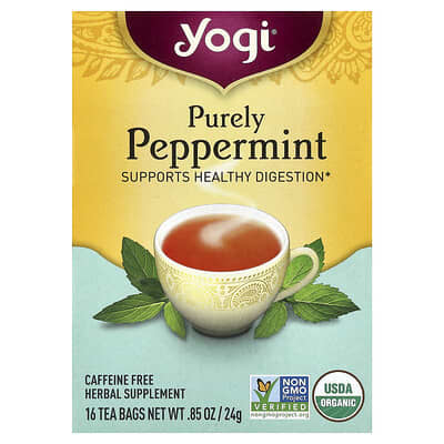 Purely Peppermint, без кофеина, 16 чайных пакетиков, 0.85 oz (24 g)