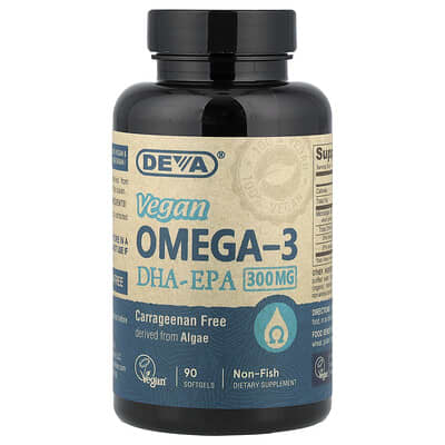Веганский Омега-3, DHA-EPA, 90 мягких капсул
