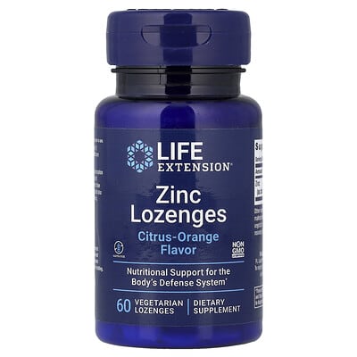 Zinc Lozenges, Citrus-Orange, 60 Vegetarian Lozenges (18.75 mg per Lozenge)