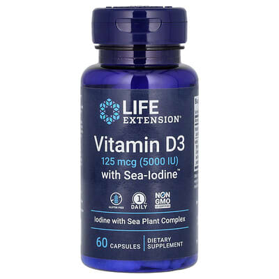 Витамин D3 с Sea-Iodine™, 60 капсул