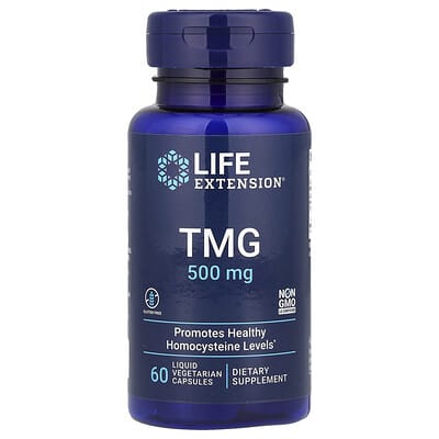 TMG, 500 mg, 60 жидких вегетарианских капсул