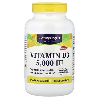 Витамин D3, 125 mcg (5,000 IU), 540 мягких капсул