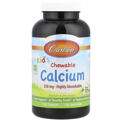 Kid's, Chewable Calcium, Natural Vanilla, 250 mg, 120 Tablets